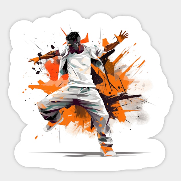 Dynamic Breakdancer Orange Pop Sticker by MK3